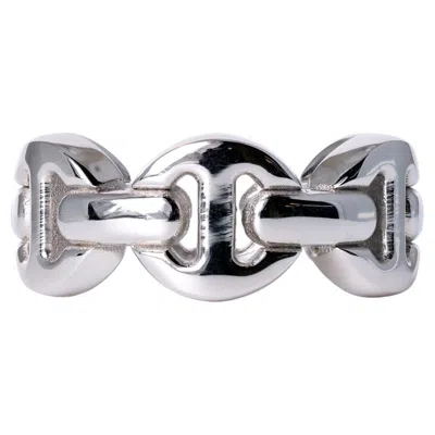 Pre-owned Hoorsenbuhs Wide White Gold Tri-link Men's Band Size 9.5