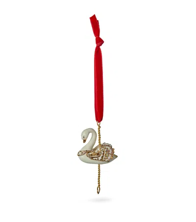 Hop Skip & Flutter Porcelain Swan Tree Decoration In White