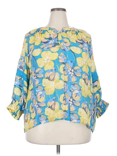 Pre-owned Hope & Harlow 3/4 Sleeve Blouse In Blue