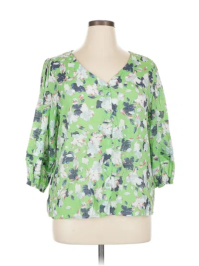Pre-owned Hope & Harlow 3/4 Sleeve Blouse In Green