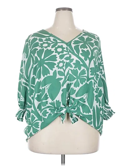 Pre-owned Hope & Harlow 3/4 Sleeve Blouse In Green