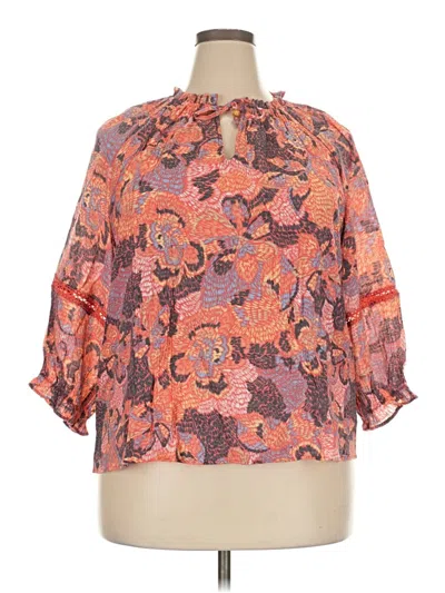 Pre-owned Hope & Harlow 3/4 Sleeve Blouse In Orange