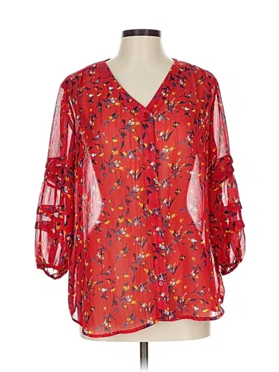 Pre-owned Hope & Harlow 3/4 Sleeve Blouse In Red