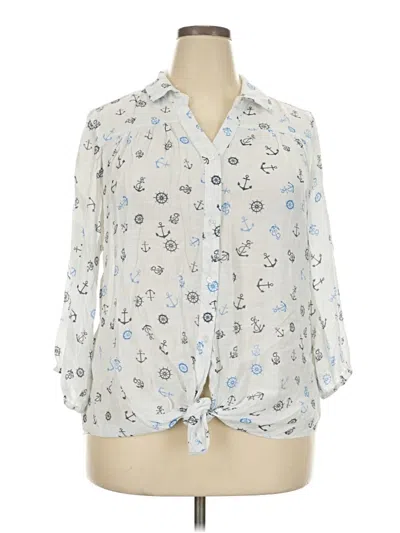 Pre-owned Hope & Harlow 3/4 Sleeve Blouse In Silver