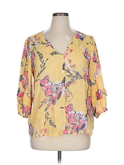 Pre-owned Hope & Harlow 3/4 Sleeve Blouse In Yellow