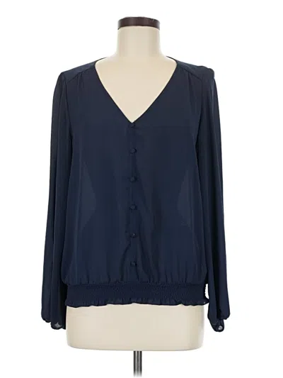 Pre-owned Hope & Harlow Long Sleeve Blouse In Blue