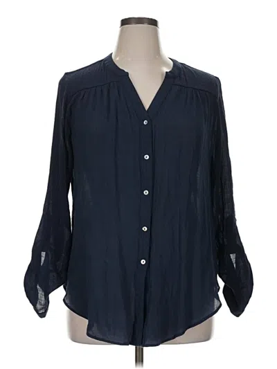 Pre-owned Hope & Harlow Long Sleeve Blouse In Blue