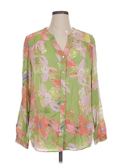 Pre-owned Hope & Harlow Long Sleeve Blouse In Green