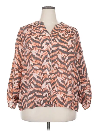 Pre-owned Hope & Harlow Long Sleeve Blouse In Orange