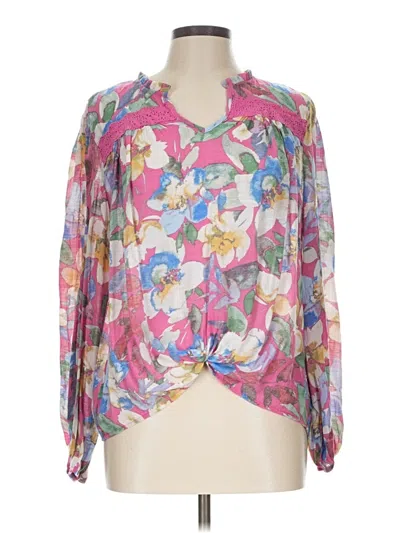 Pre-owned Hope & Harlow Long Sleeve Blouse In Pink