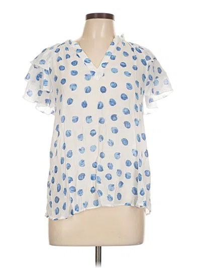 Pre-owned Hope & Harlow Short Sleeve Blouse In Blue