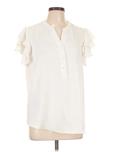 Pre-owned Hope & Harlow Short Sleeve Blouse In Ivory