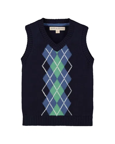 Hope & Henry Argyle Sweater Vest In Blue
