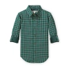 Hope & Henry Baby Boys' Convertible Double Weave Button Down Shirt, Infant In Green And Gray Check