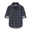 Hope & Henry Baby Boys' Convertible Double Weave Button Down Shirt, Infant In Navy Plaid