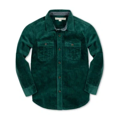 Hope & Henry Baby Boys' Corduroy Flap Pocket Shirt, Infant In Deep Green Cord