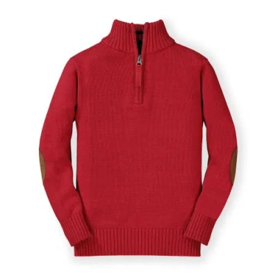 Hope & Henry Baby Boys' Half Zip Pullover Sweater With Elbow Patches, Infant In Red
