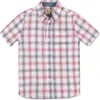 Hope & Henry Baby Boys' Linen Short Sleeve Shirt With Side Vent, Infant In Americana Check