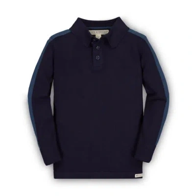 Hope & Henry Baby Boys' Long Sleeve Sweater Polo, Infant In Blue