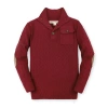 Hope & Henry Baby Boys' Mix Stitch Mock Neck Button Sweater, Infant In Dark Red Mini Herringbone