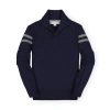 Hope & Henry Baby Boys' Mock Neck Button Placket Sweater, Infant In Blue