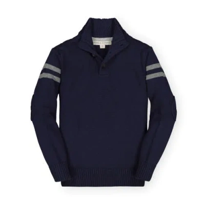 Hope & Henry Baby Boys' Mock Neck Button Placket Sweater, Infant In Blue