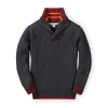 Hope & Henry Baby Boys' Mock Neck Button Placket Sweater, Infant In Dark Heather Grey