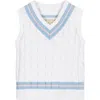 Hope & Henry Baby Boys' Organic Cricket Sweater Vest, Infant In White With Blue And Pink