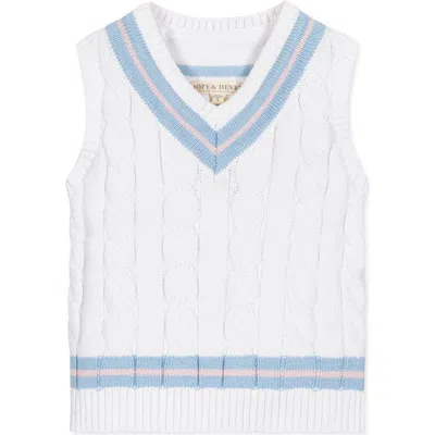 Hope & Henry Baby Boys' Organic Cricket Sweater Vest, Infant In White With Blue And Pink