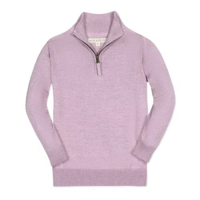 Hope & Henry Baby Boys' Organic Fine Gauge Half Zip Sweater, Infant In Lavender Marl