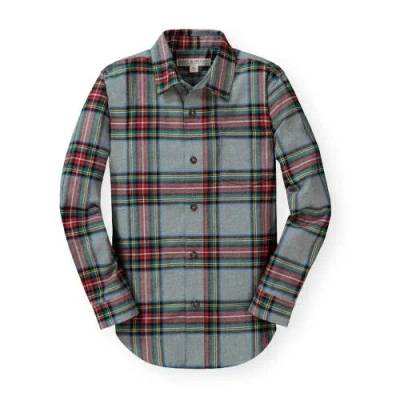 Hope & Henry Baby Boys' Organic Flannel Shirt, Infant In Gray Holiday Tartan