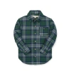 Hope & Henry Baby Boys' Organic Flannel Shirt, Infant In Green & Blue Plaid