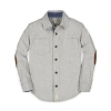 Hope & Henry Baby Boys' Organic Flannel Shirt, Infant In Grey Heather Elbow Patches