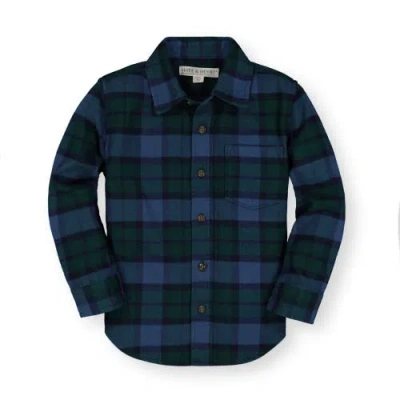 Hope & Henry Baby Boys' Organic Flannel Shirt, Infant In Large Green And Blue Plaid