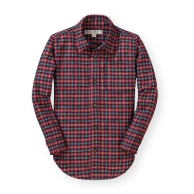 Hope & Henry Baby Boys' Organic Flannel Shirt, Infant In Navy Heritage Check