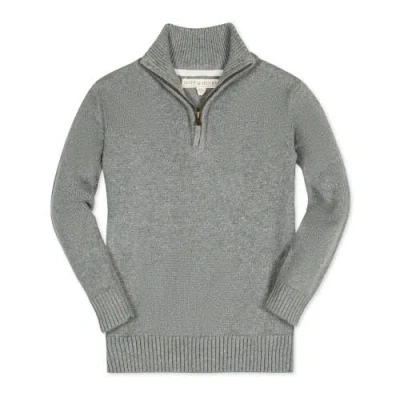 Hope & Henry Baby Boys' Organic Half Zip Sweater, Infant In Dark Gray Heather With Flecks