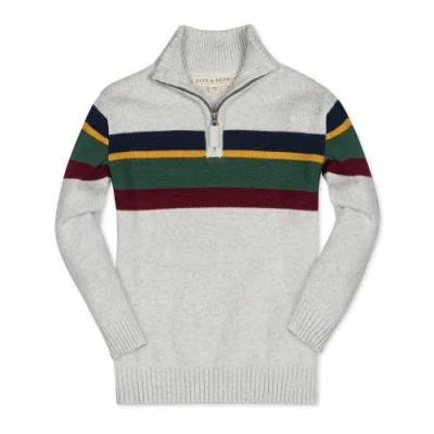 Hope & Henry Baby Boys' Organic Half Zip Jumper, Infant In Grey With Homeroom Stripe
