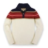 Hope & Henry Baby Boys' Organic Half Zip Sweater, Infant In Navy, Red, And Ivory Stripe