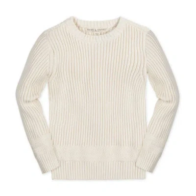 Hope & Henry Baby Boys' Organic Herringbone Detail Crew Neck Sweater, Infant In Ivory Herringbone Edge