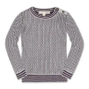 Hope & Henry Baby Boys' Organic Intarsia Crew Neck Sweater, Infant In Gray Heather And Plum Birdseye