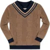 Hope & Henry Baby Boys' Organic Intarsia Cricket Sweater, Infant In Brown Glen Plaid Intarsia