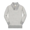 Hope & Henry Baby Boys' Organic Intarsia Shawl Collar Sweater, Infant In Light Gray Heather Herringbone