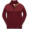 Hope & Henry Baby Boys' Organic Intarsia Yoke Mock Neck Sweater, Infant In Oxblood Herringbone