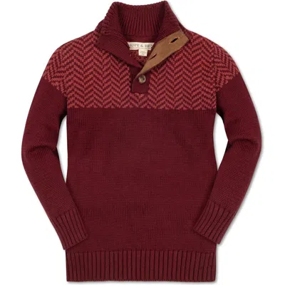 Hope & Henry Baby Boys' Organic Intarsia Yoke Mock Neck Sweater, Infant In Oxblood Herringbone
