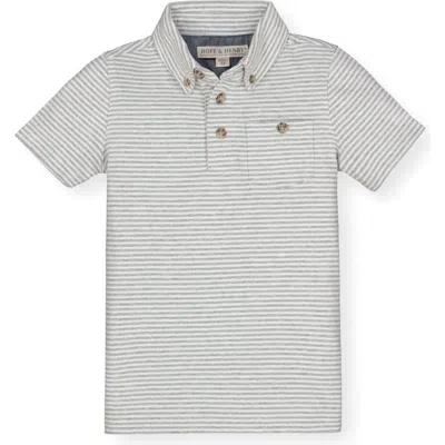 Hope & Henry Baby Boys' Organic Jersey Polo, Infant In Gray Micro Stripe Jersey