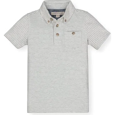 Hope & Henry Baby Boys' Organic Jersey Polo, Infant In Grey Micro Stripe Jersey