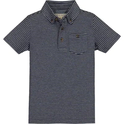 Hope & Henry Baby Boys' Organic Jersey Polo, Infant In Navy Micro Stripe Jersey