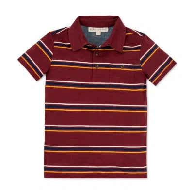 Hope & Henry Baby Boys' Organic Jersey Polo, Infant In Oxblood Stripe