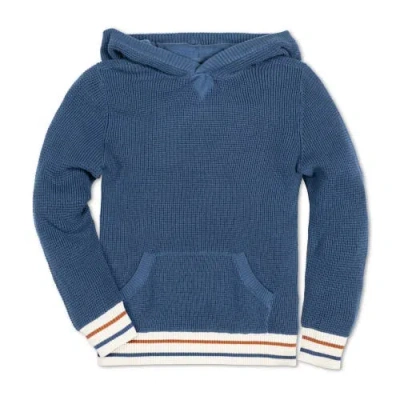 Hope & Henry Baby Boys' Organic Kanga Sweater Hoodie, Infant In Dark Blue Waffle With Tipping