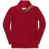 Hope & Henry Baby Boys' Organic Mix Stitch Mock Neck Sweater With Elbow Patches, Infant In Red Mix Stitch